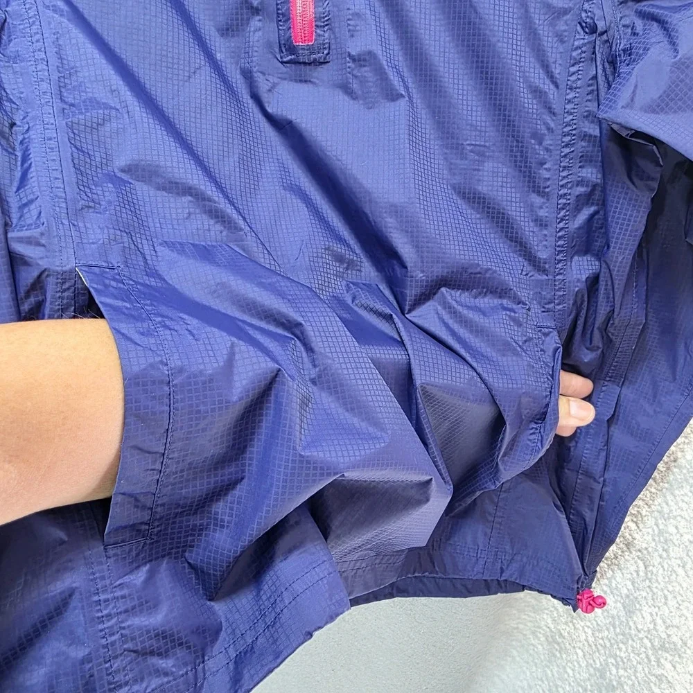 Vineyard Vines Rain Jacket Womens‎ Small Windbreaker Qtr Zip Hide Away Hood Blue
